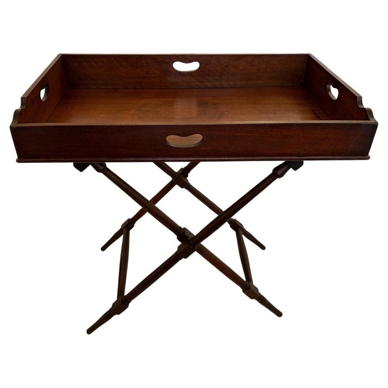 Vintage Mahogany Butler's Tray Table with Folding Stand