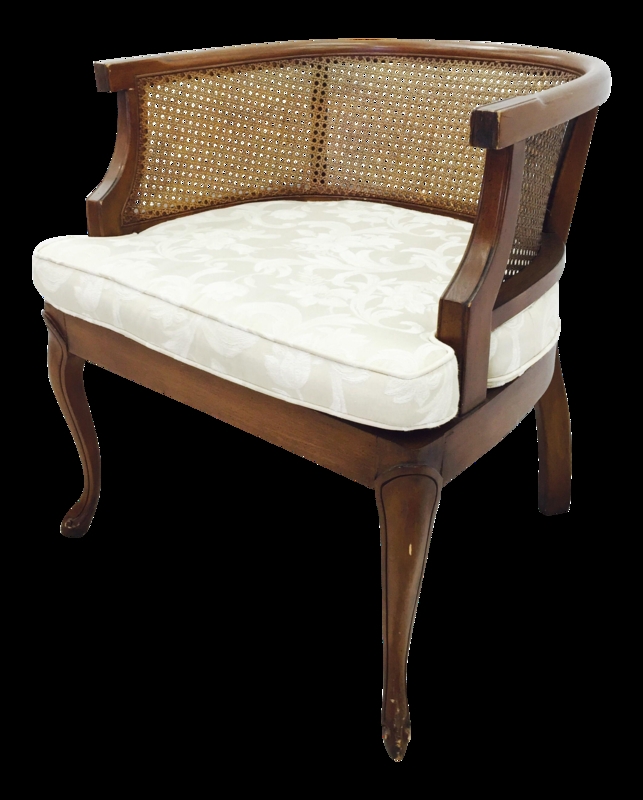 Vintage Mid-Century Cane Barrel Back Chair