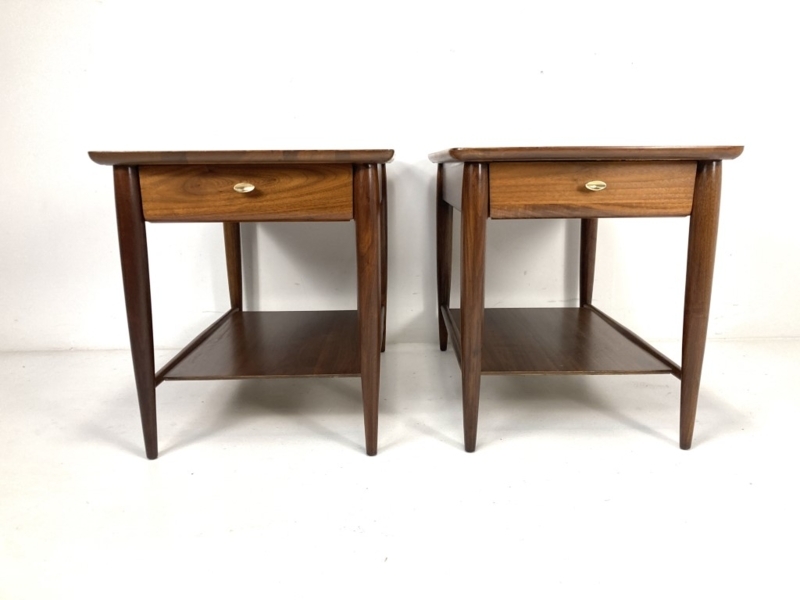 Vintage Mid Century Walnut Two-Tier End Tables