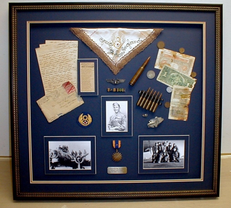 Vintage Military Memorabilia Shadow Box Display