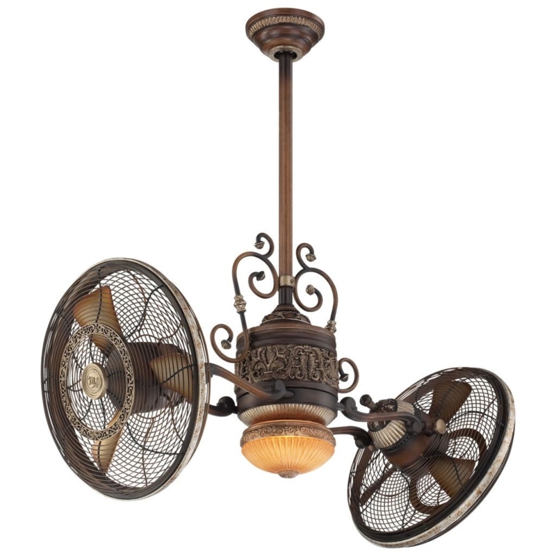 Vintage Victorian Double Head Ceiling Fan with Light