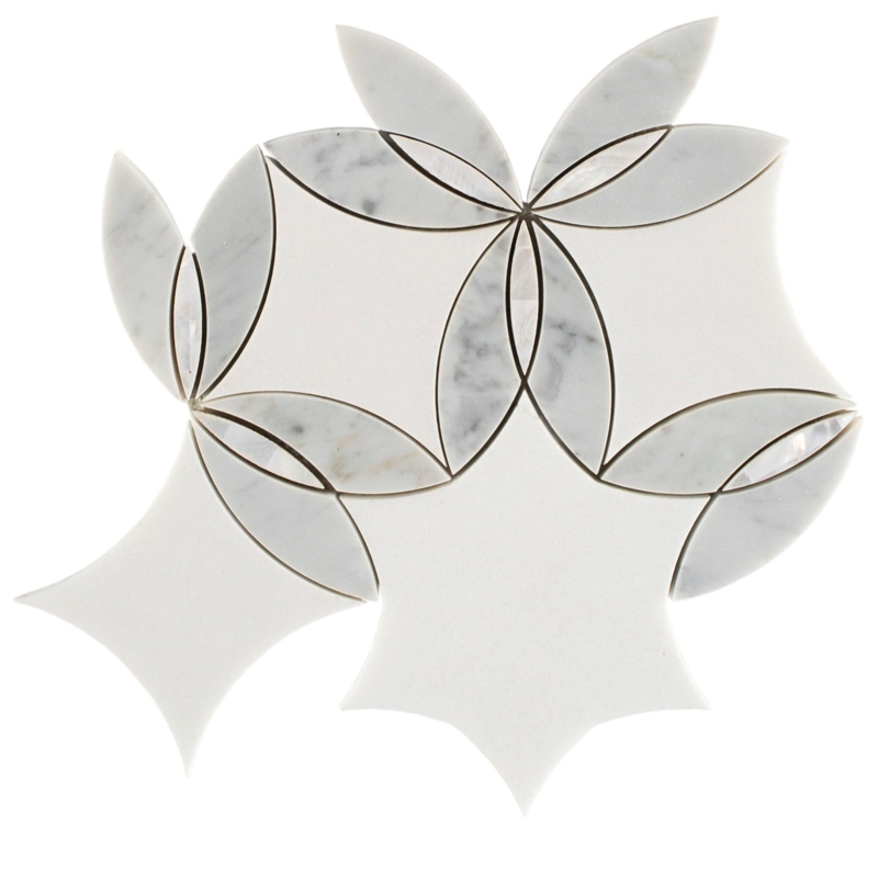 Viviano Dahlia II Thassos Mother of Pearl Mosaic Tile