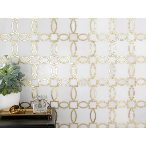 Viviano Marmo | Phoenix Royal White Brass Waterjet Marble Mosaic Tile ...