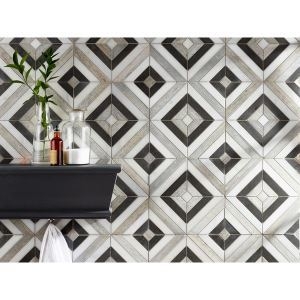 Viviano Marmo Prismatic II Carrara Marble Mosaic Tile