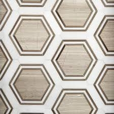 Viviano Marmo Thassos Valentino Framed Hexagon Marble Mosaic 100463371 ...