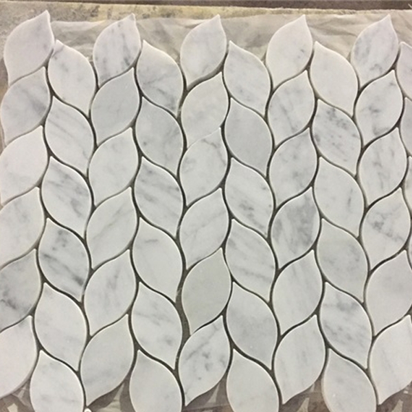 Viviano Statuario Leaf Honed Marble Mosaic Tile