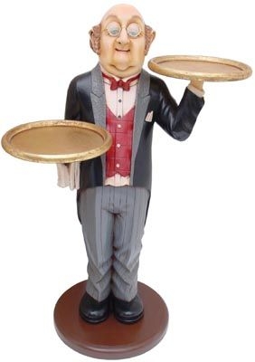 Waiter Butler with Two Trays Statue 3FT | Waiter, Butler, Statue