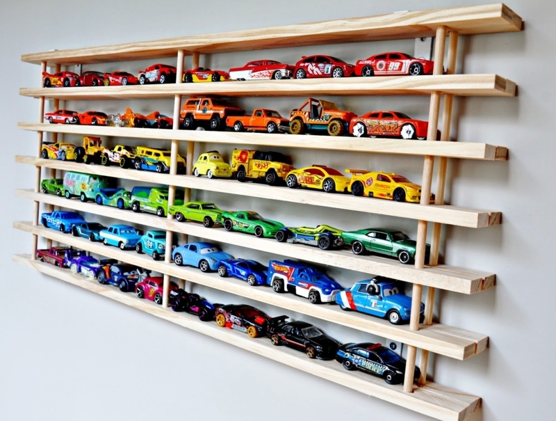 Wall-Mounted Toy Car Display Shelf for Kids