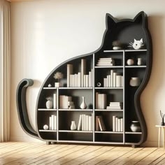 Whimsical Cat-Shaped Bookshelf for Creative Spaces