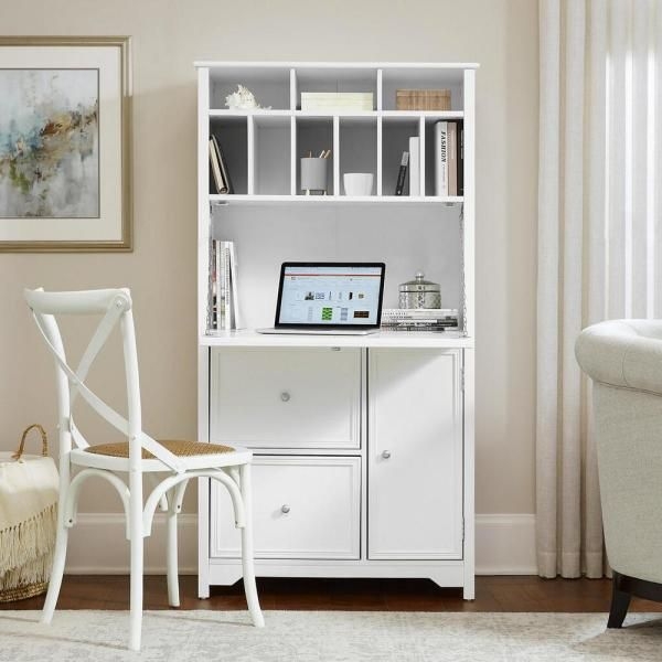 White Bradstone Secretary Desk with Storage Shelves