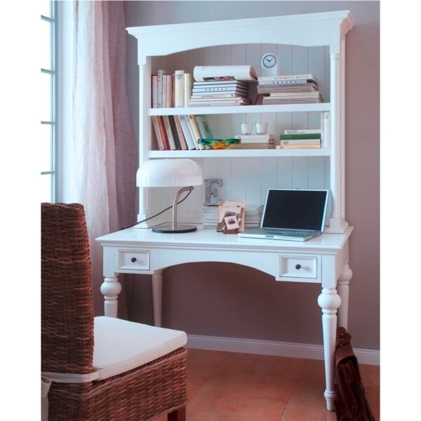 White Provence Secretary Desk with Open Shelves