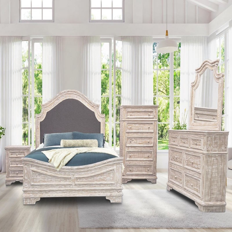 White Wash Rustic Bedroom Furniture Set
