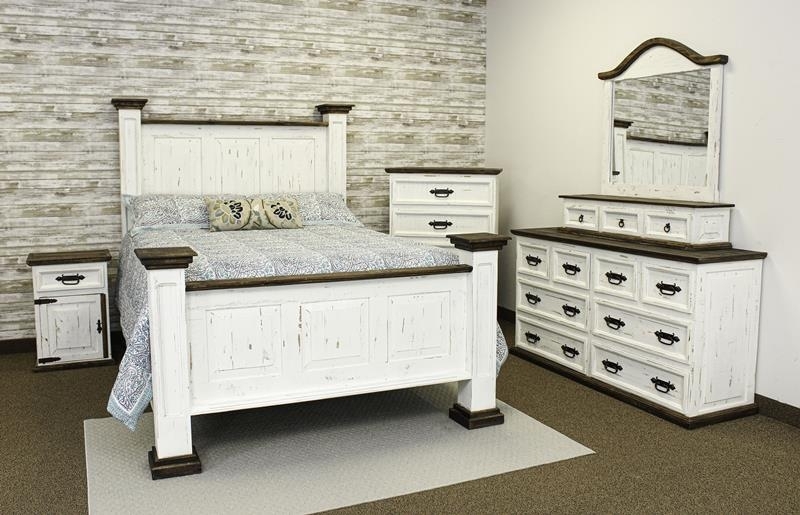 White Washed Rustic Bedroom Furniture Set