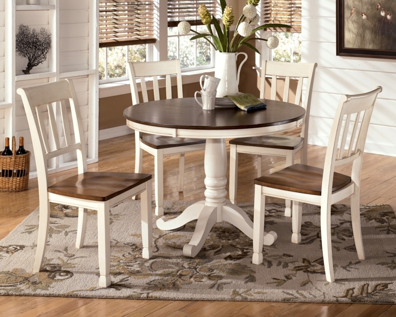 Whitesburg Round Wood Dining Table with Chairs Set