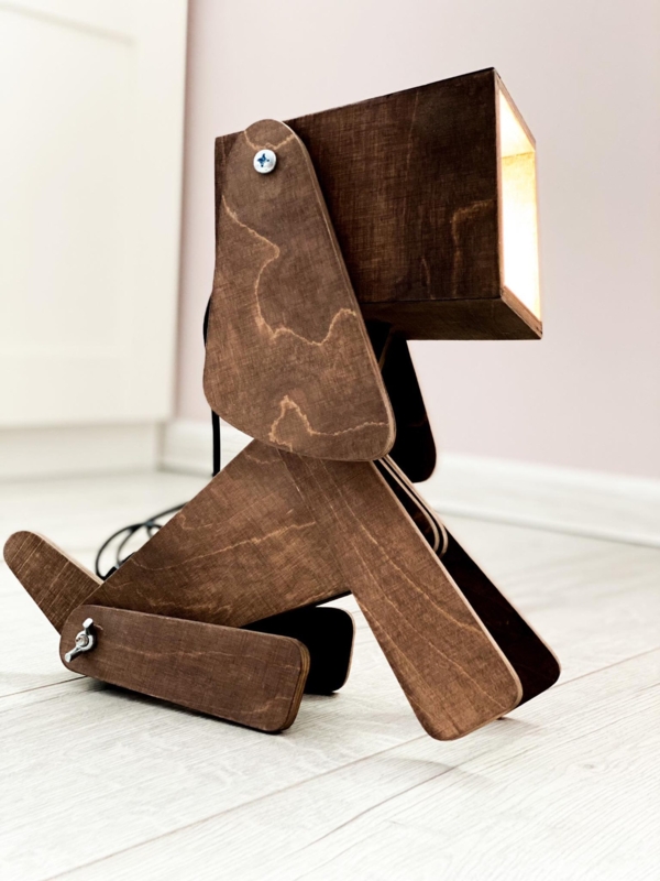Wooden Dog-Shaped LED Kids Table Lamp