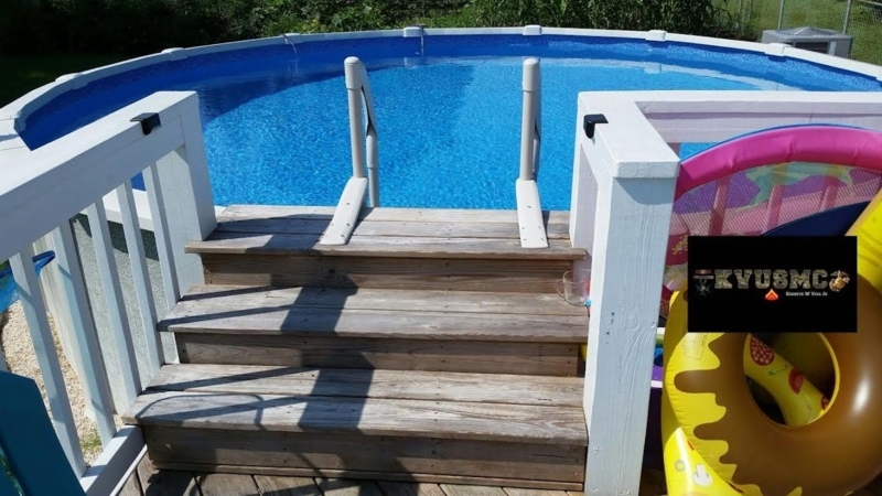 Wooden Step Deck Platform for Above Ground Pool