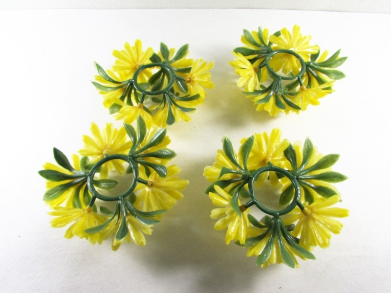 Yellow Flower Taper Candle Rings for Spring Decor