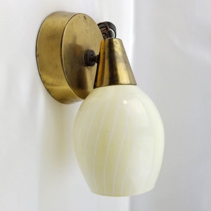 1 Retro MCM Mid Century Modern Wall Sconce Mount Lamp Glass Light Shade ...
