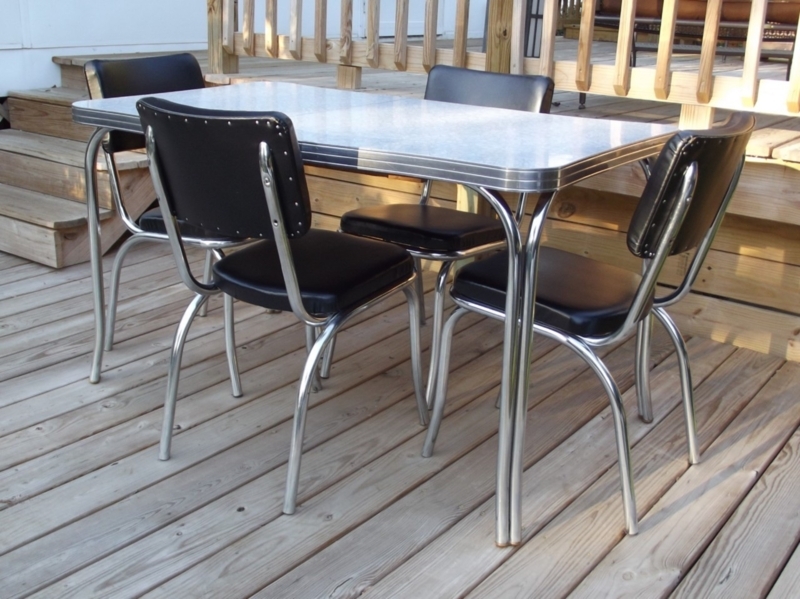 1950s Retro Chrome and Vinyl Kitchen Chairs