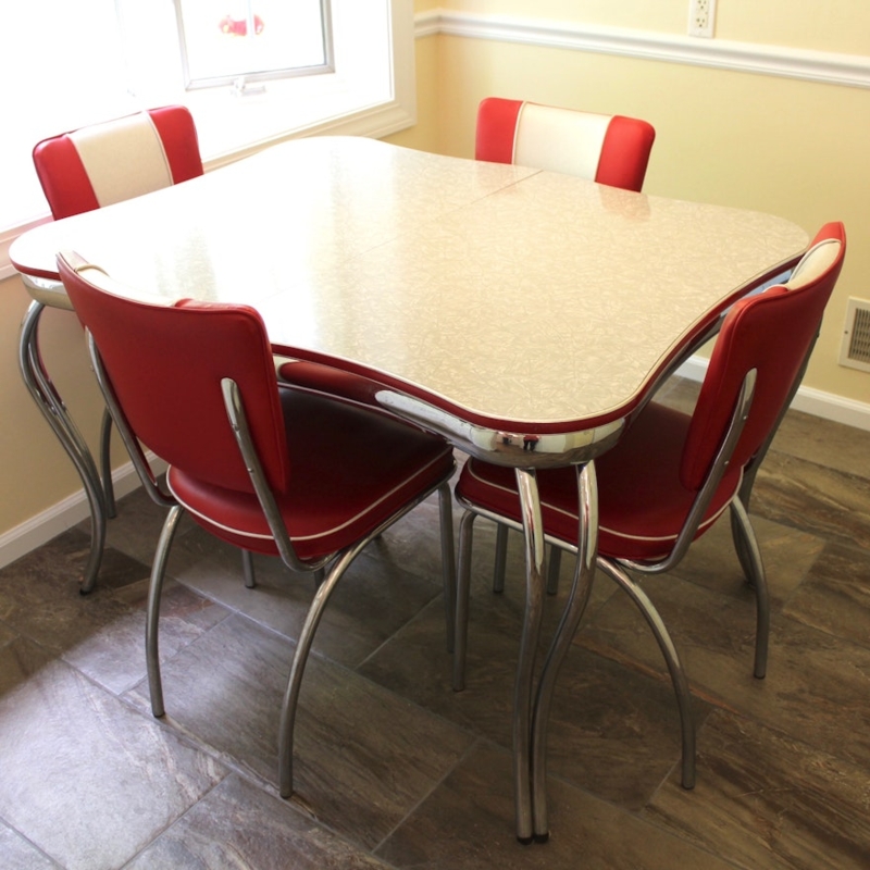 1950s Retro Kitchen Table with Red Chairs