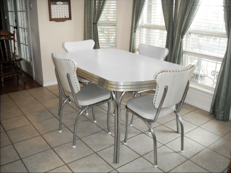 1950s Retro White Kitchen Table and Chairs