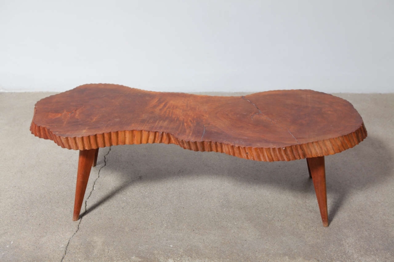 1960s French Solid Wood Organic Coffee Table