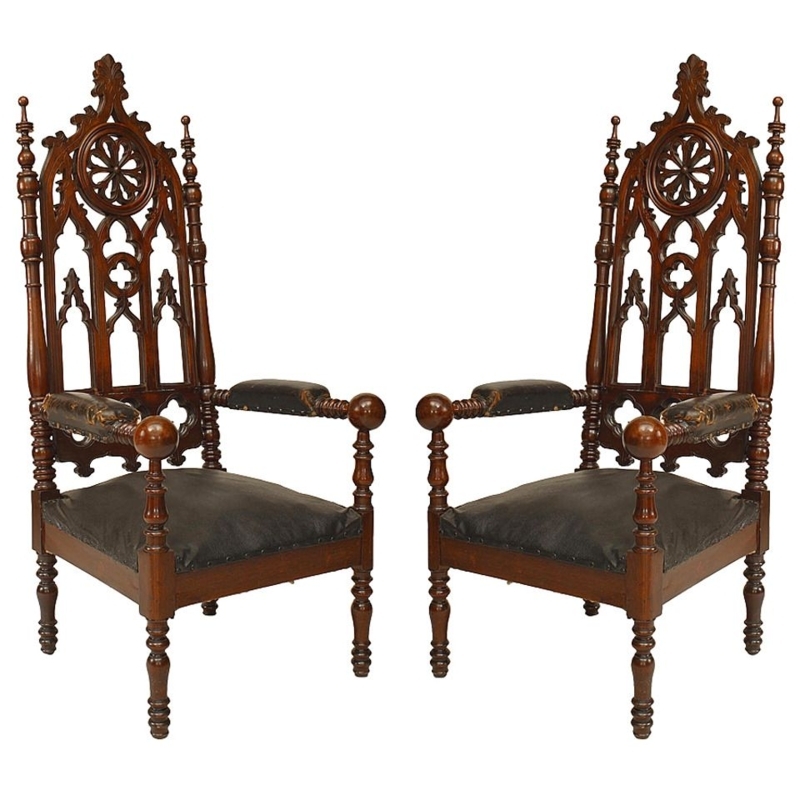 19th Century Gothic Revival Carved Mahogany Chairs