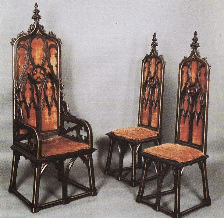 19th Century Gothic Revival Victorian Chairs Set