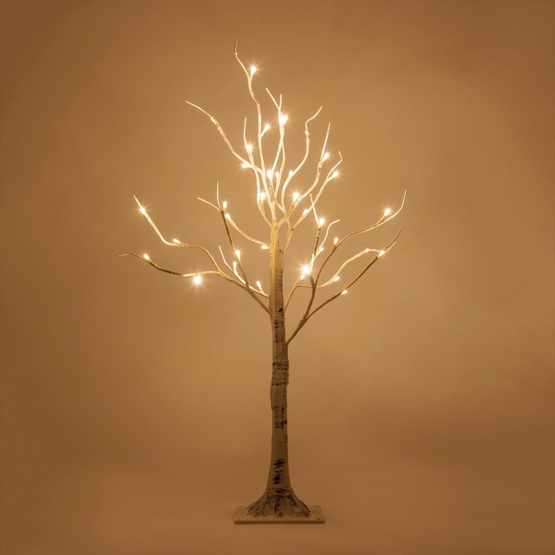 3 Ft LED White Birch Twig Tree Light, 36 Warm White LED Lights ...