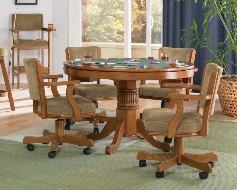 3-in-1 Oak Wood Game and Dining Table Set