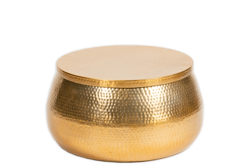 A-06  GOLD DRUM COFFEE TABLE  Canvas Event Furniture