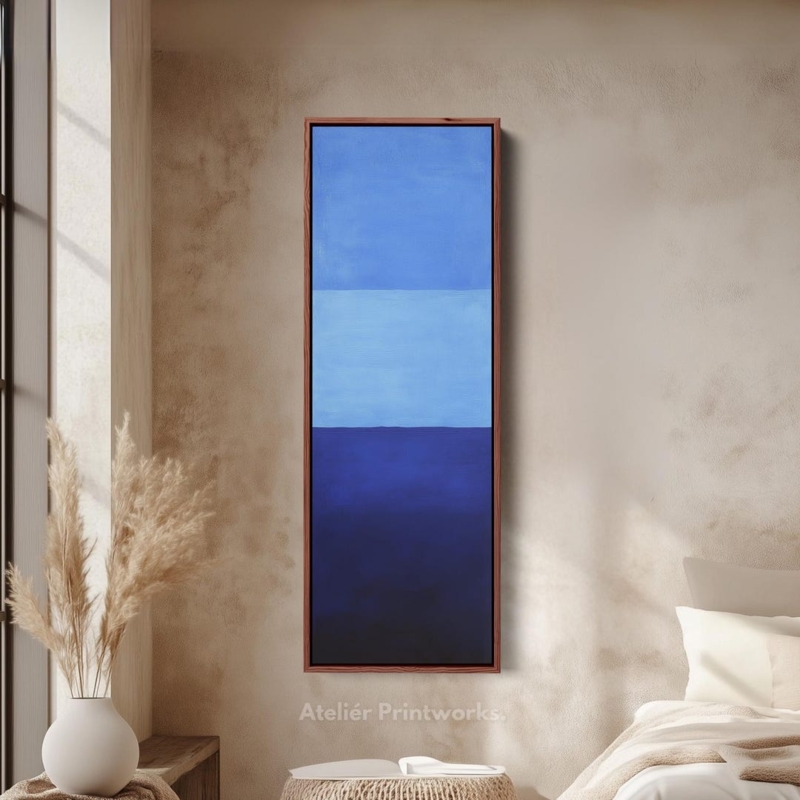 Abstract Blue Vertical Wall Art Large Canvas