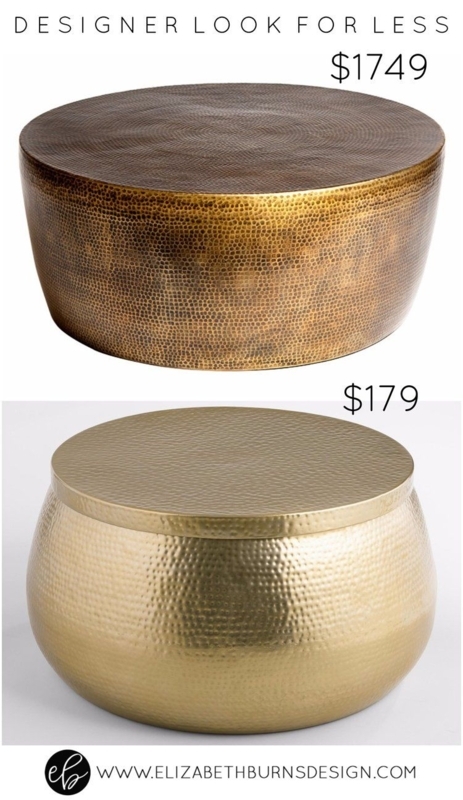 Affordable Hammered Gold Drum Coffee Tables