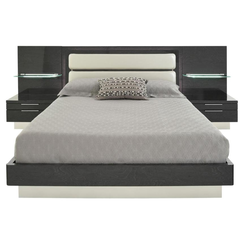 Ally Gray King Platform Bed w/Nightstands | El Dorado Furniture