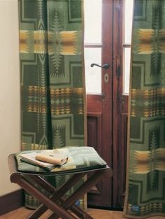 Alpine Style Pendleton Blanket Curtains in Living Room