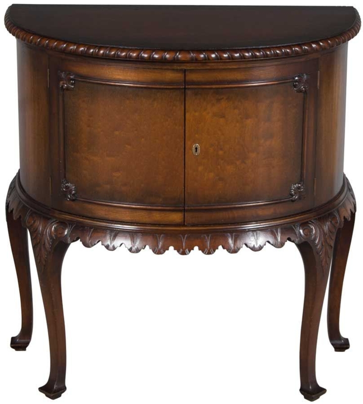 Antique Mahogany Half Moon Cabinet with Carved Legs