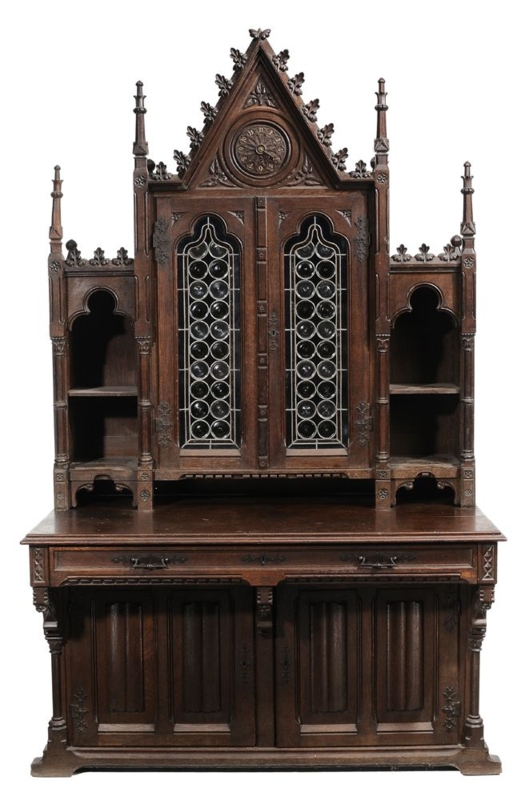 Antique Victorian Gothic Dining Room Cabinet