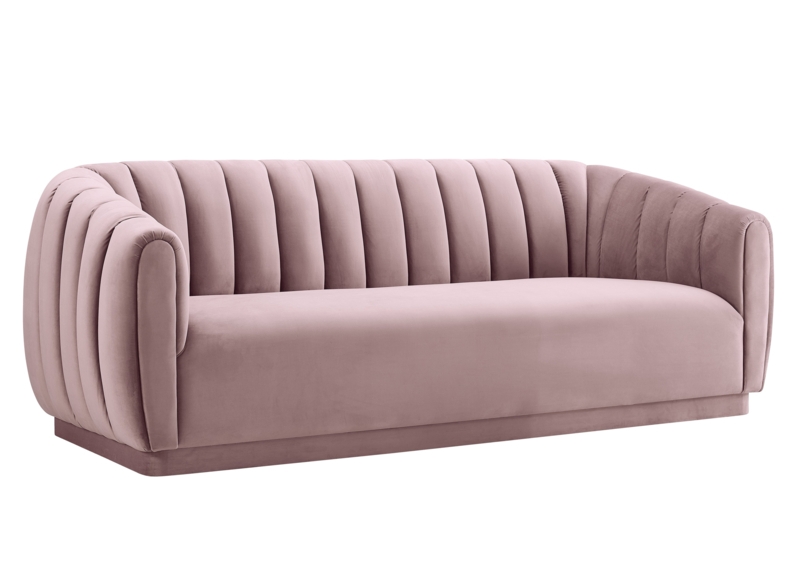 Arno Mauve Velvet Channel-Tufted Sofa