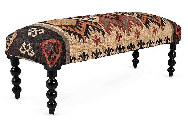 Aydin Kilim Upholstered Wooden Bench