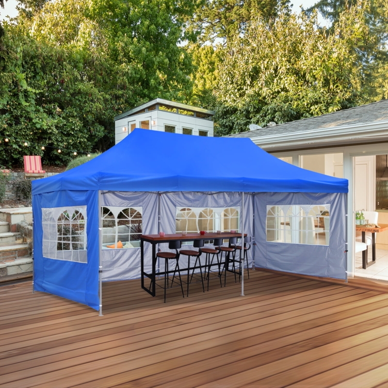 Blue 10x20 ft Outdoor Pop-Up Canopy Tent