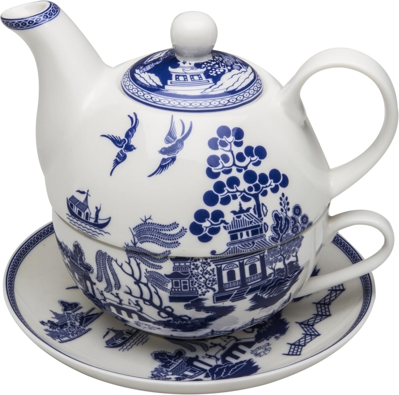 Blue Willow Porcelain Tea For One Set