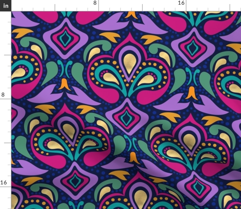 Bold Jewel Tone Wallpaper with Gold Accents