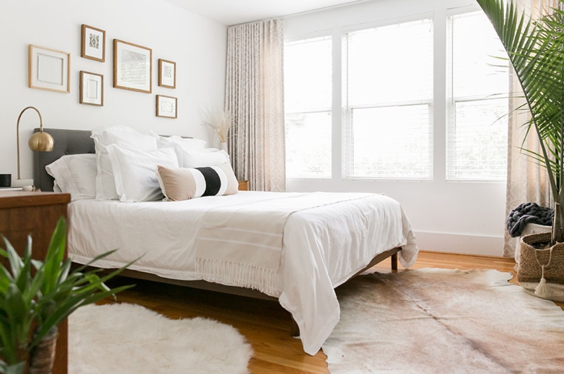 Bright Minimalist Bedroom with Pendleton Curtains