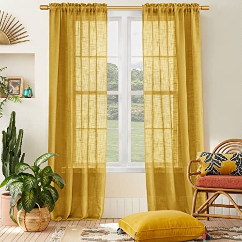 Bright Mustard Yellow Summer Curtains for Living Room