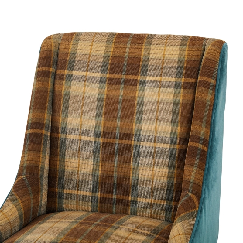 Brown & Blue Plaid Upholstered Dining Chair - Gil & Roy Props