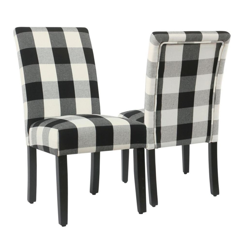 Buffalo Plaid Upholstered Parsons Dining Chairs Set
