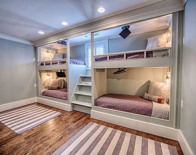 Built-in Luxury Bunk Beds with Personalized Lighting