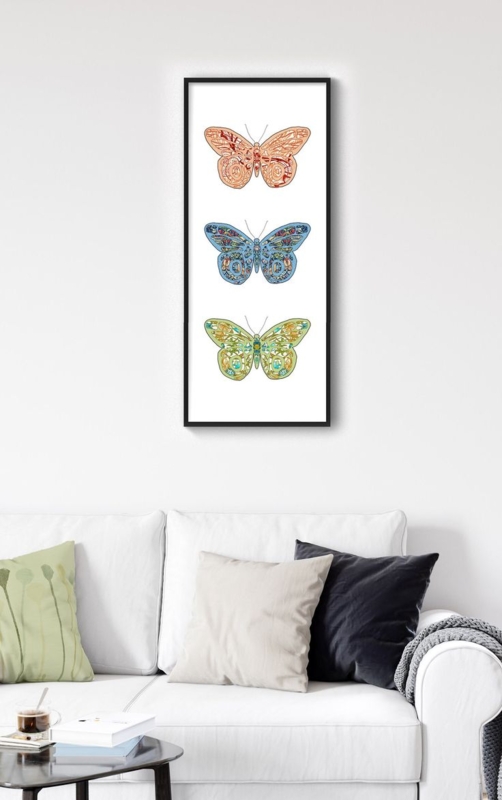 Butterfly Wall Art, Long Vertical Wall Art, Butterfly Print, Printable ...