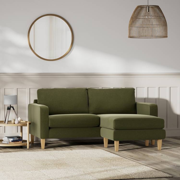 Buy Habitat Flint Velvet Reversible Corner Sofa - Moss Green | Sofas ...