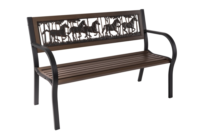 Cast Iron Running Horse Outdoor Garden Bench